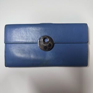 Gucci Blue Leather Wallet with Silver Hardware